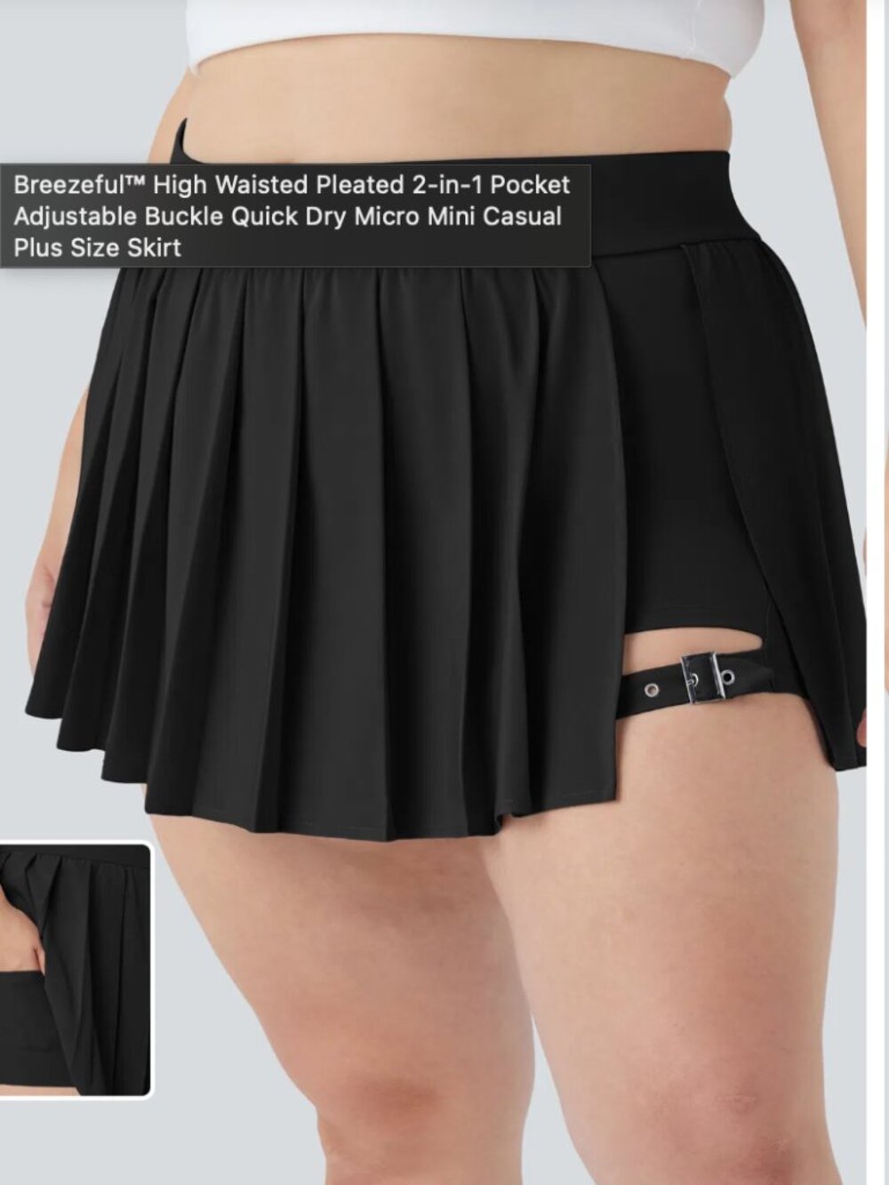 Breezeful™ High Waisted Pleated 2-in-1 Pocket Adjustable Buckle Quick Dry Micro